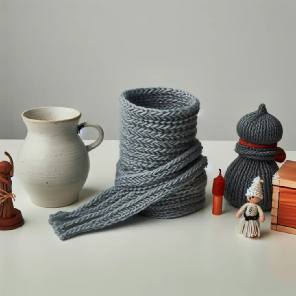 Cozy Knit Scarf with Ceramic Mug